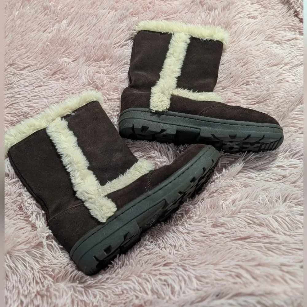 Y2K Vintage Sonoma Shearling Faux Suede Boots 8 Cozycore Cabincore Winter Basics
